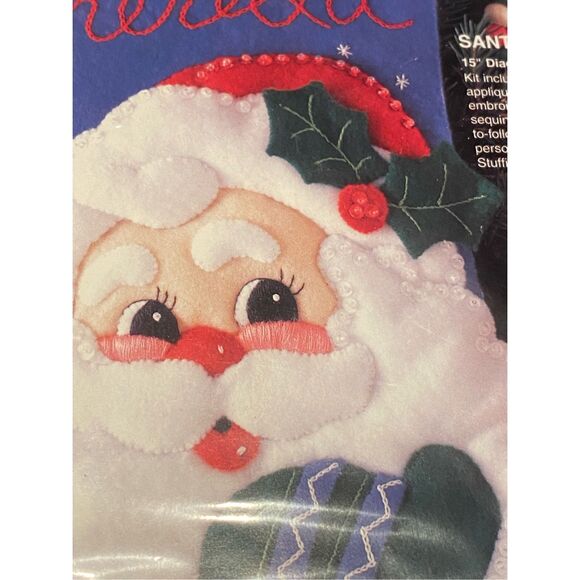 VINTAGE BUCILLA SANTA FACE GALLERY OF STITCHES CHRISTMAS STOCKING KIT 33507 1995 - Picture 9 of 9